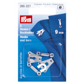 Silver Trouser and Skirt Hook and Bar 9mm