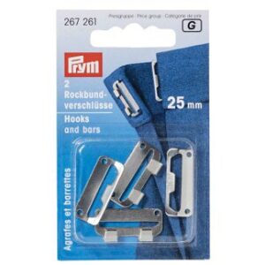 Silver Hook and Bar Waistband Fastener 25mm