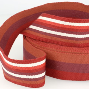 Web19/FF - Bordeaux Double Sided Striped Webbing (40mm Wide)