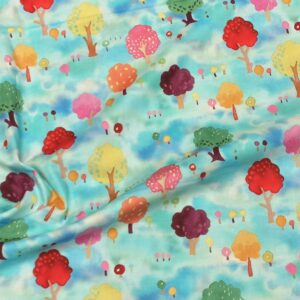Tur3/T - Fanciful Forest Orchard Trees - Turquoise - 225cm Piece