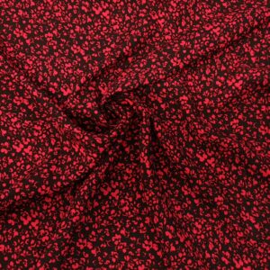 V19/UA - Red Flower Flurry Viscose twill - 155cm Piece