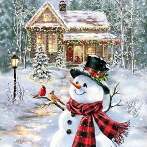 Chr23/W - Snowman Cottage Panel