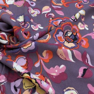 V24/Y - Vibrant Scrolling Flowers Viscose Twill