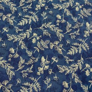Blu25/Y - Fly Home for Winter Leaves Blue & Metallic