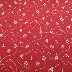 PC06 - Boats and Anchors Red Polycotton
