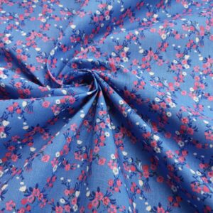 PC12 - Flowers On Blue Polycotton