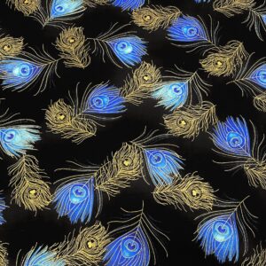 Bla06/Y - Tossed Peacock Feathers Metallic