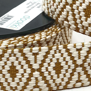 Web06/FF - Mustard and Natural Tapestry Style Webbing (38mm Wide)