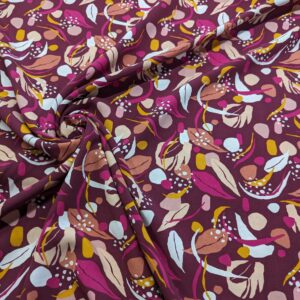 V38/Z - Leaf Scatter Raspberry Viscose 250cm piece