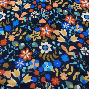 V02/AA - Tapestry Bold Flowers Denim Rayon