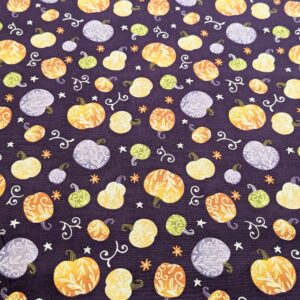Pur09/Z - Too Cute To Spook Pumpkin Spice Purple 65cm Piece