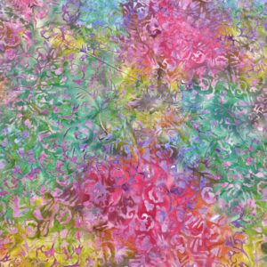 BK2/AA - Bali Batik scrolling flowers pink and green