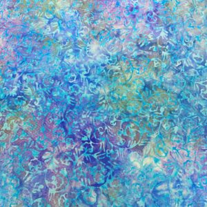 BK3/AA - Bali Batik scrolling flowers blue