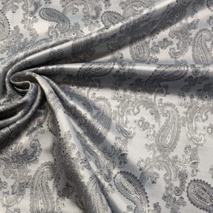 Two Tone Silver Grey /Black Sheen Paisley Lining