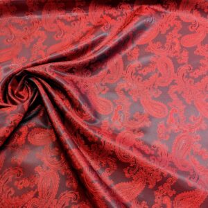 Lin01/W - Two Tone Red/Black Sheen Paisley Lining