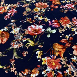V31/AA - Flowers on Navy Viscose Poplin