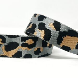 Web22/FF - Grey Animal Print Webbing (38mm Wide)