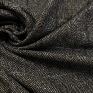 Su01/BB - Charcoal Grey Herringbone Check Wool