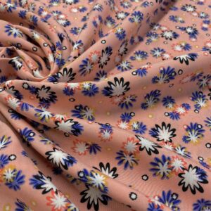 V11/BB - Flamingo Squiggle Flowers Viscose