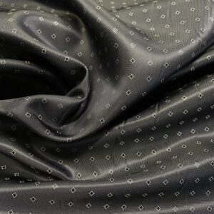 Lin04/BB - Slate Grey and Deco Diamonds Viscose Acetate Lining 190cm Piece