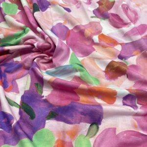 J33/BB - Fuchsia Printed Flowers Cotton Jersey