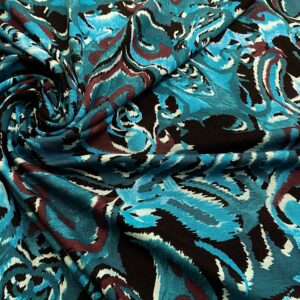 J09/CC - Petrol Abstract Damask Viscose Jersey - 2.00m Piece