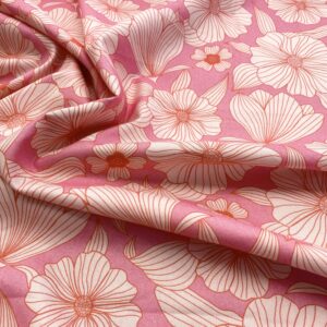 C24/CC - Line Flower Pink Cotton Viscose by The Crafty Pie