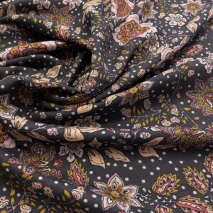 V37/CC - Espresso Bloom Viscose Twill 100cm Piece