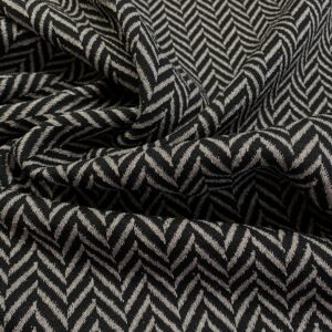 J35/CC - Black and Grey Herringbone Ponte Roma - 1.45m Piece