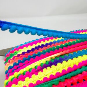 Dark Rainbow 10mm mini pompom trim