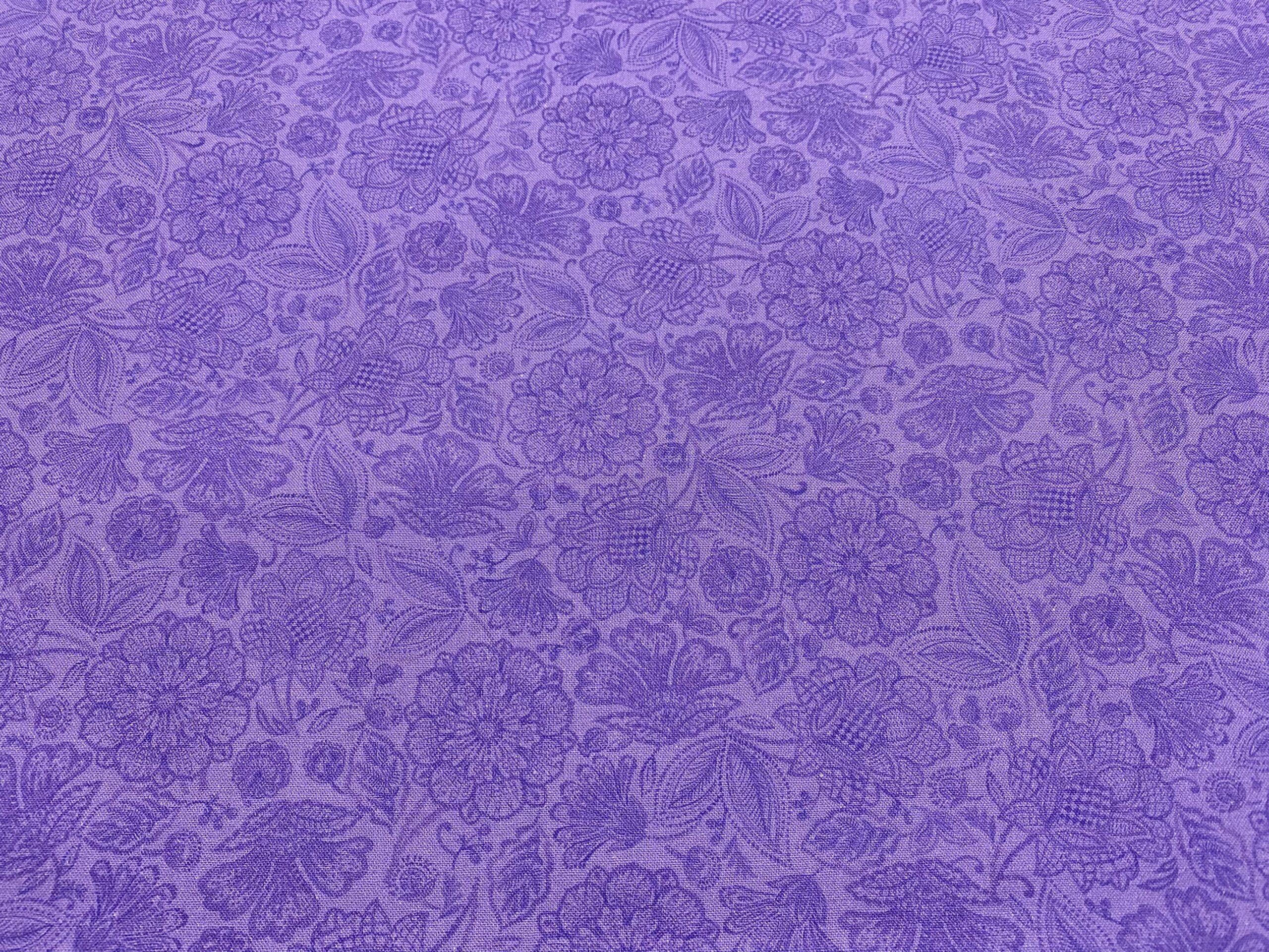 Pur04 DD Indigo Gardens Jacobean Toile Purple Just Sew Penrith