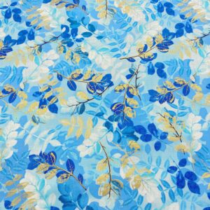Flor37/DD - Metallic Impressions - Ethereal Leaves Light Blue