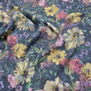 V51/DD - Midnight Garden Whispers Linen Viscose