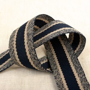 Web13/FF - Beige and Navy Blue Mottled Webbing (40mm wide)