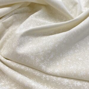 Cre01/EE - Muslin Prints - Tossed Floral Sprigs White on Cream