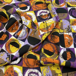 V25/EE -  Retro Circles Mustard/Plum Viscose