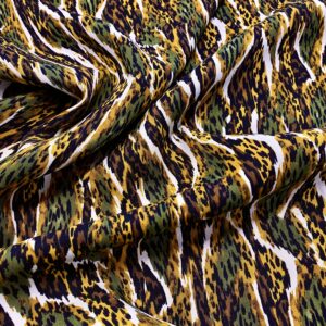 V53/EE - Khaki Brown Leopard Print Viscose Twill