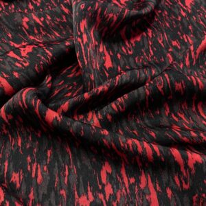 P17/EE - Abstract Flame Deep Red Polyester Satin