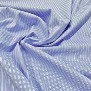 C52/EE - Double Stripe Blue Stretch Cotton Rich Shirting - 1.65m Piece