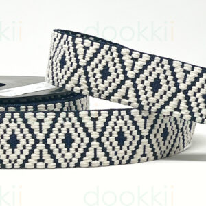 Web16/FF - Navy/Natural Tapestry Webbing (38mm Wide)