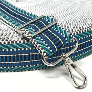 Web01/FF - Blue Green Geometric Webbing (38mm Wide)