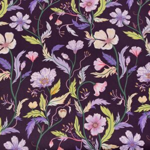 Flor15/FF - Floral Fondant - Pastel Petals Plum Floral