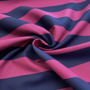 C41/FF - Fuchsia/Navy Striped Cotton Canvas