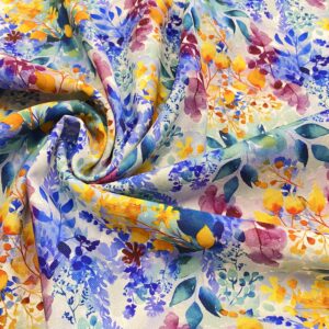 V35/FF - Sunlit Meadow Bloom Viscose Linen Blend