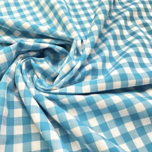 C70/FF - Yarn Dyed Gingham Turquoise & White Cotton