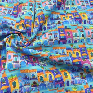 C78/FF - Blue Houses Cotton