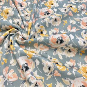 C80/FF - Seafoam Floral Elegance Stretch Cotton Sateen