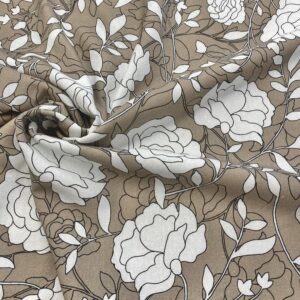V46/FF - Meandering Floral Silhouette Rayon Linen