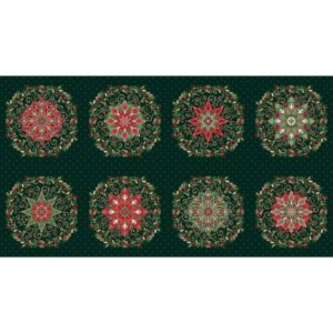 Chr07/GG - Adorn - Christmas Wreath Circles Green Panel
