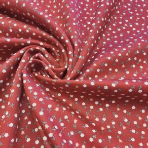 C02/GG - Scattered Flowers Red Cotton Sateen